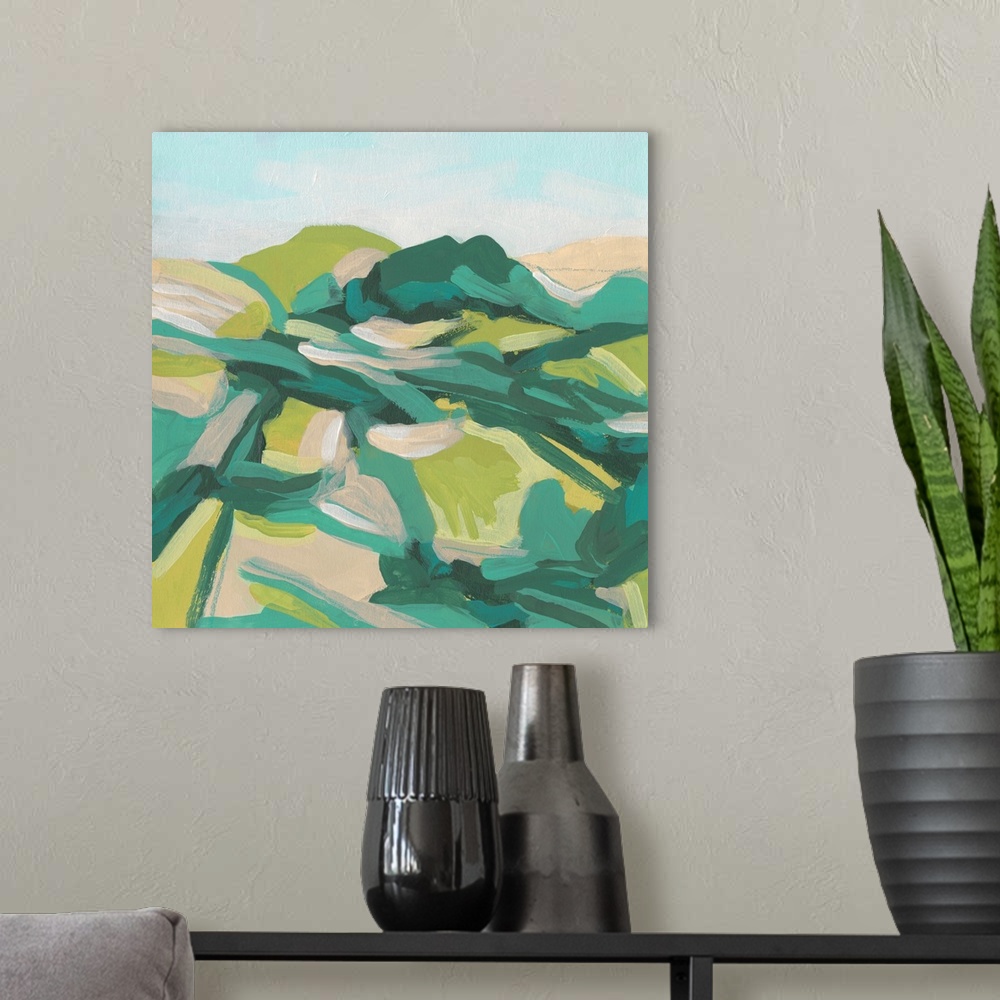 A modern room featuring Layered Topography II