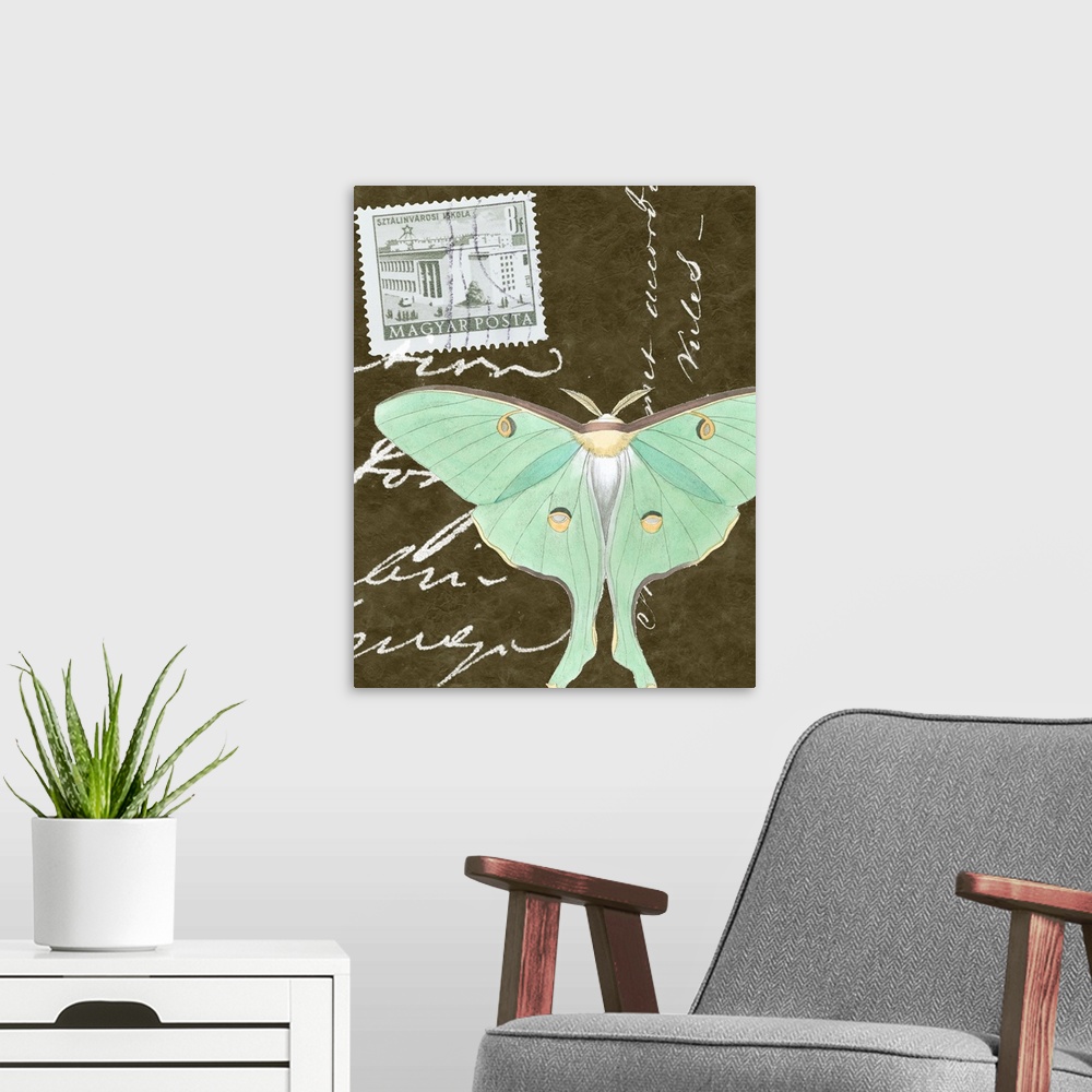 A modern room featuring Le Papillon Script I