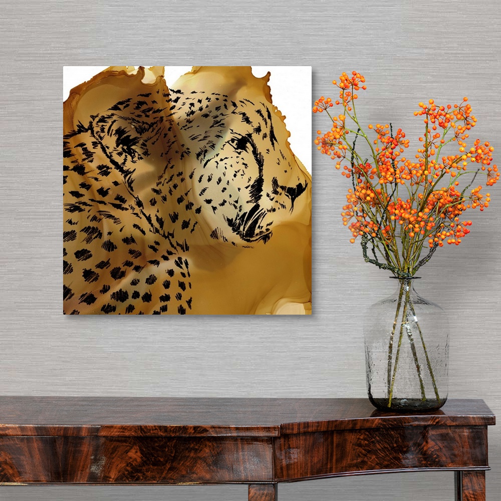A traditional room featuring Leopard Portrait II