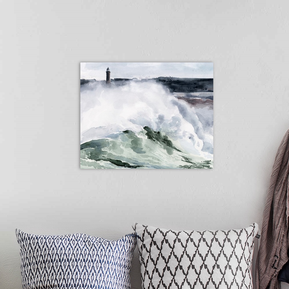 A bohemian room featuring Lighthouse Waves I