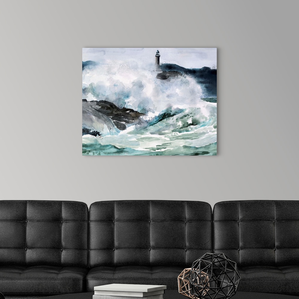 A modern room featuring Lighthouse Waves II