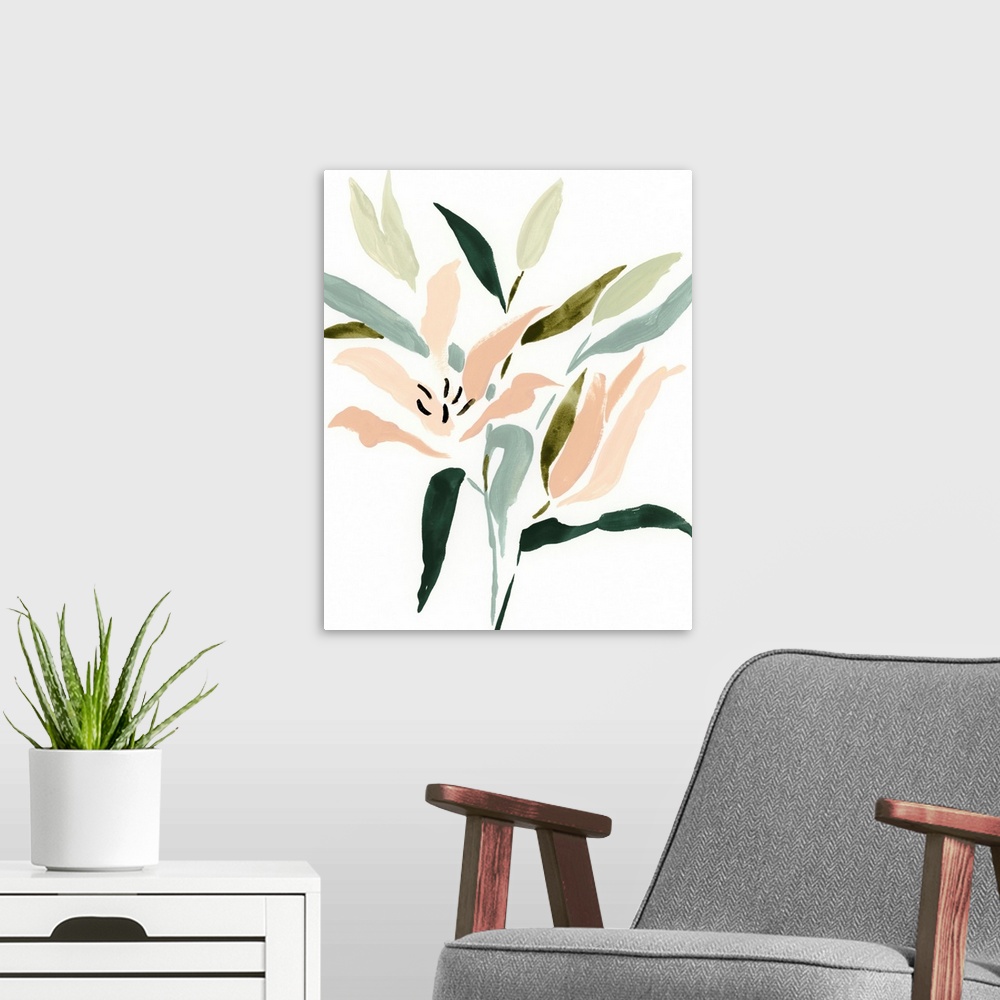 A modern room featuring Lily Abstracted II