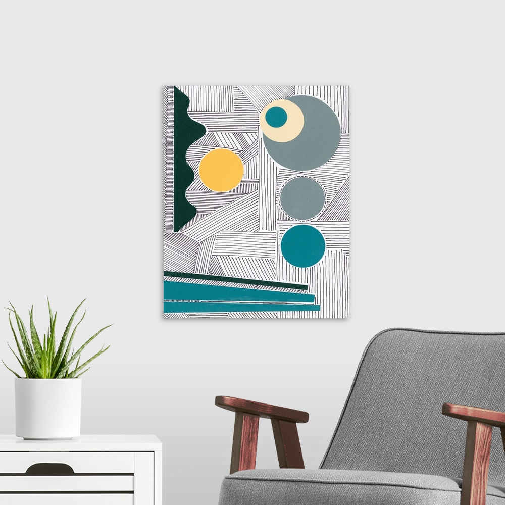 A modern room featuring Lines And Shapes III