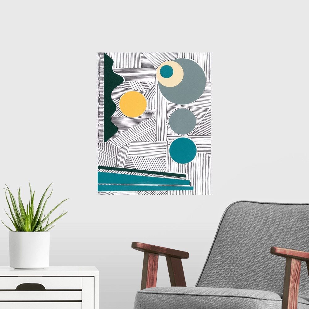 A modern room featuring Lines And Shapes III