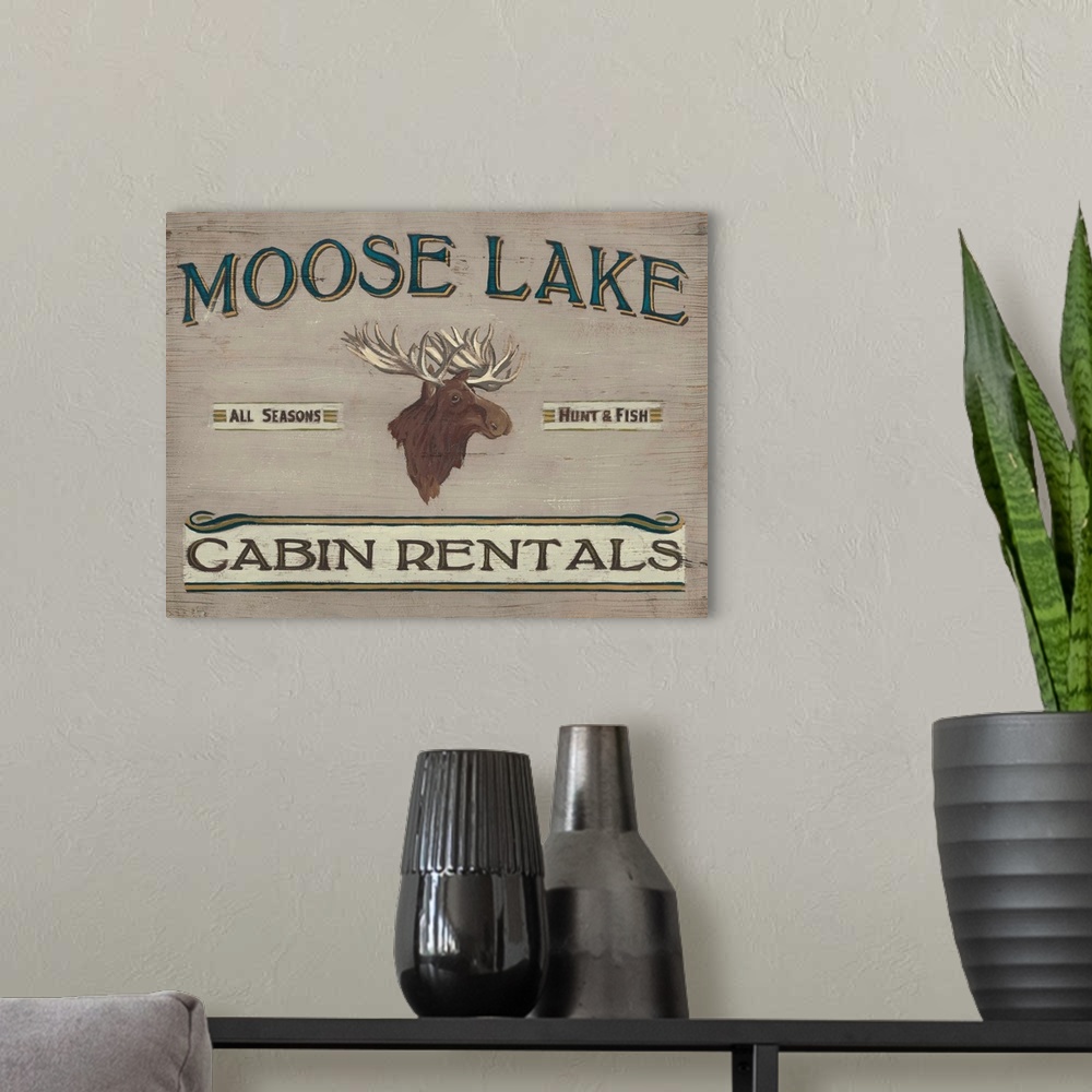 A modern room featuring Lodge Sign IV