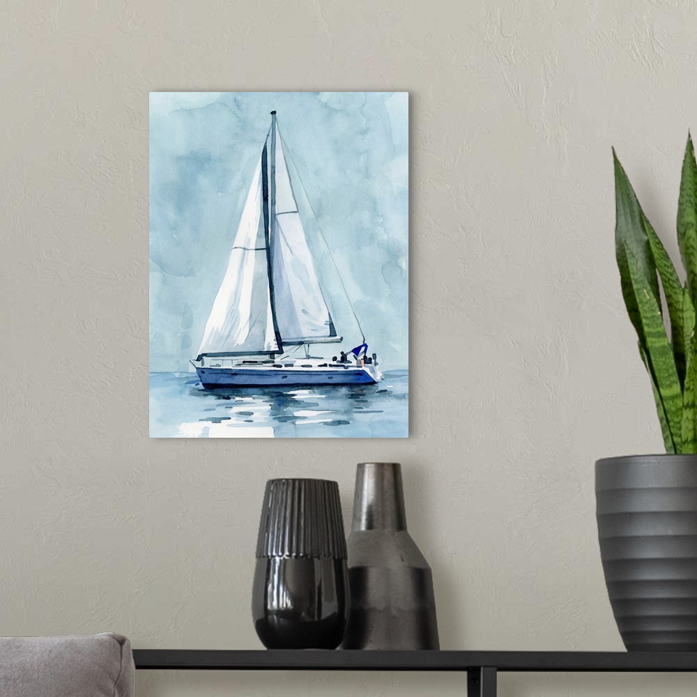A modern room featuring Lone Sailboat I