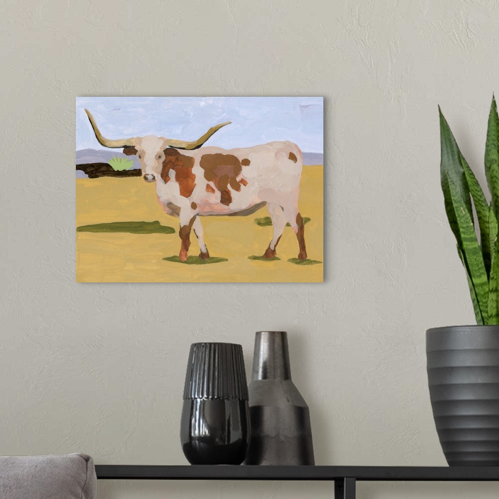 A modern room featuring Longhorn Cattle I