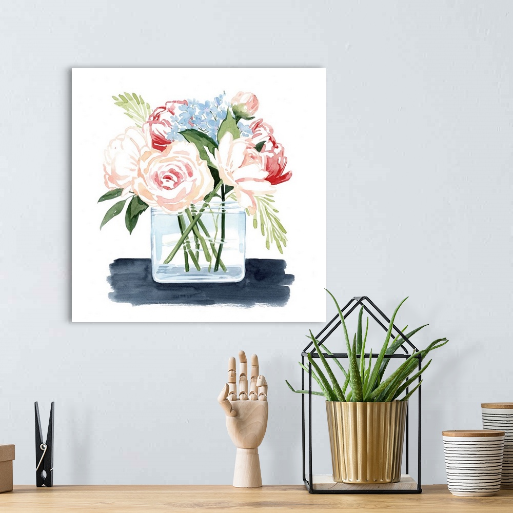 A bohemian room featuring Loose Watercolor Bouquet I