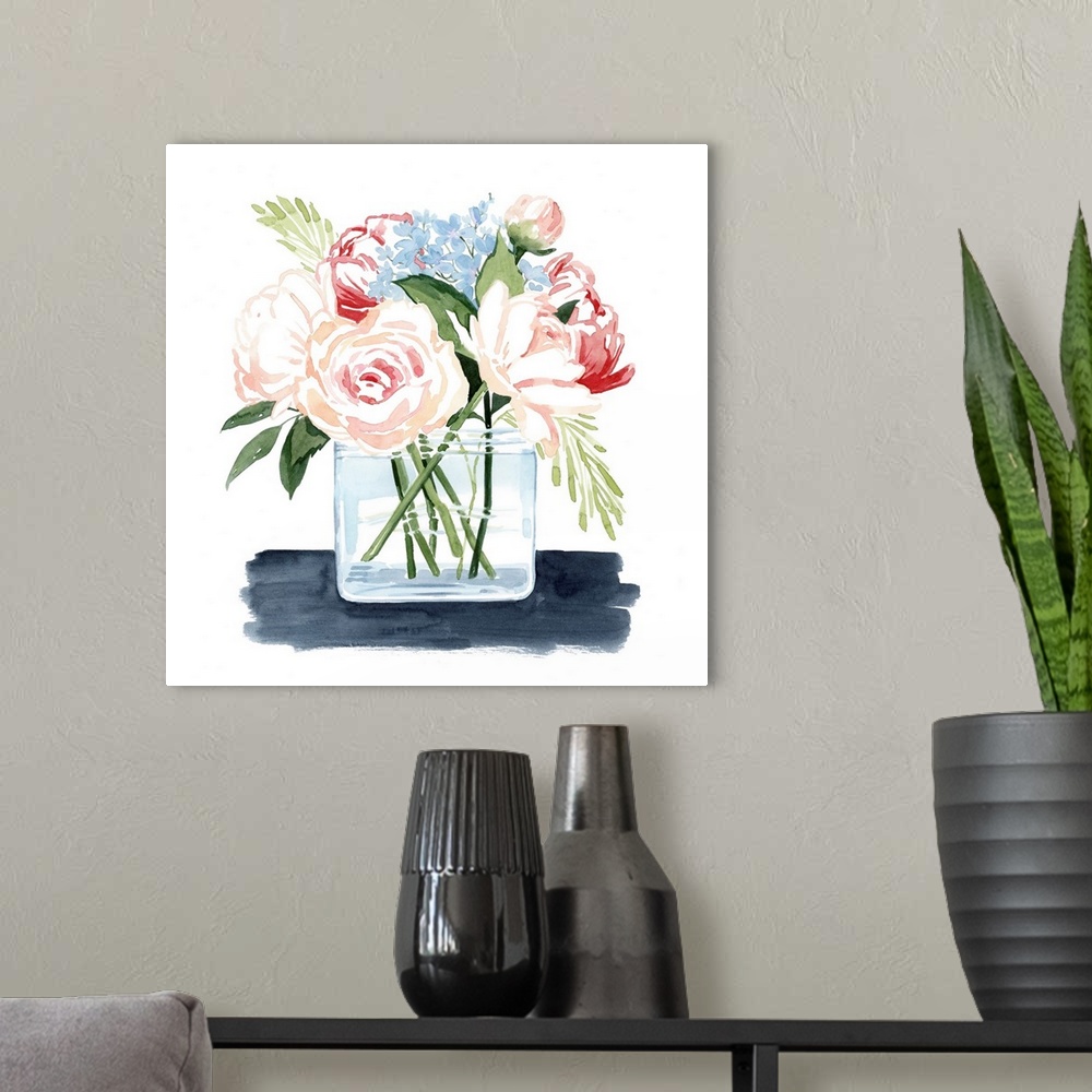 A modern room featuring Loose Watercolor Bouquet I