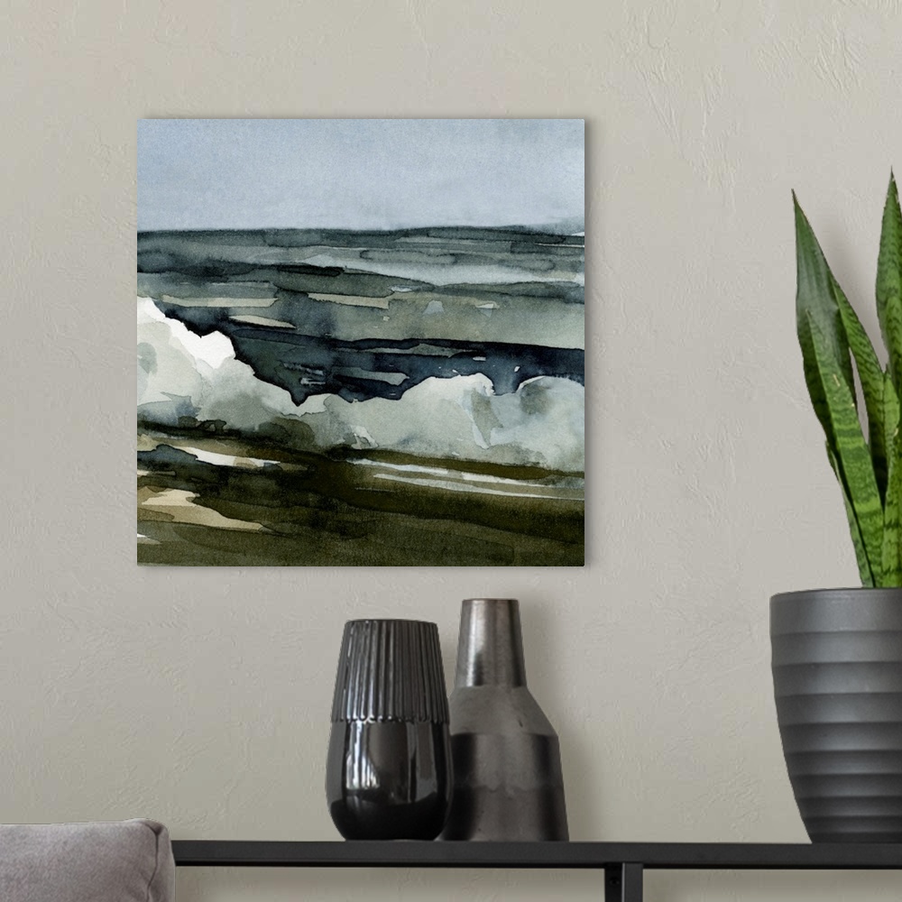 A modern room featuring Loose Watercolor Waves III