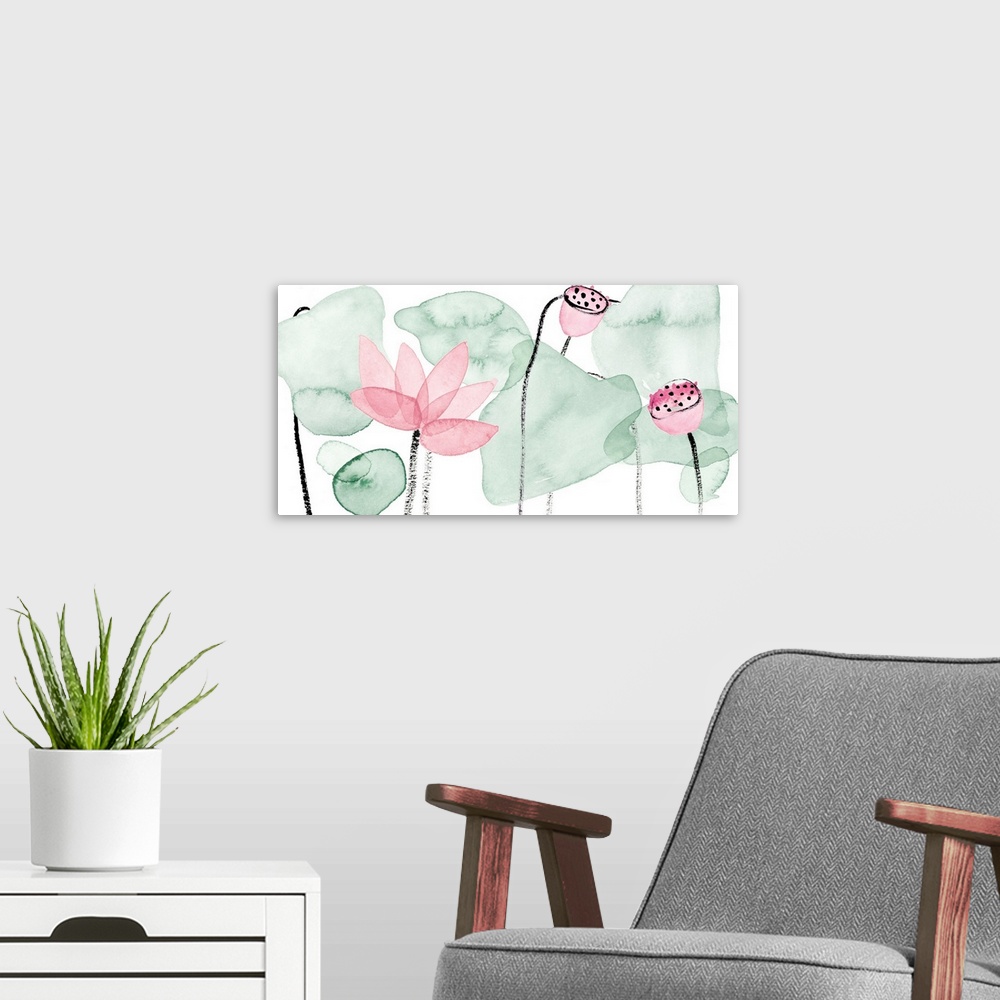 A modern room featuring Lotus in Nature IV