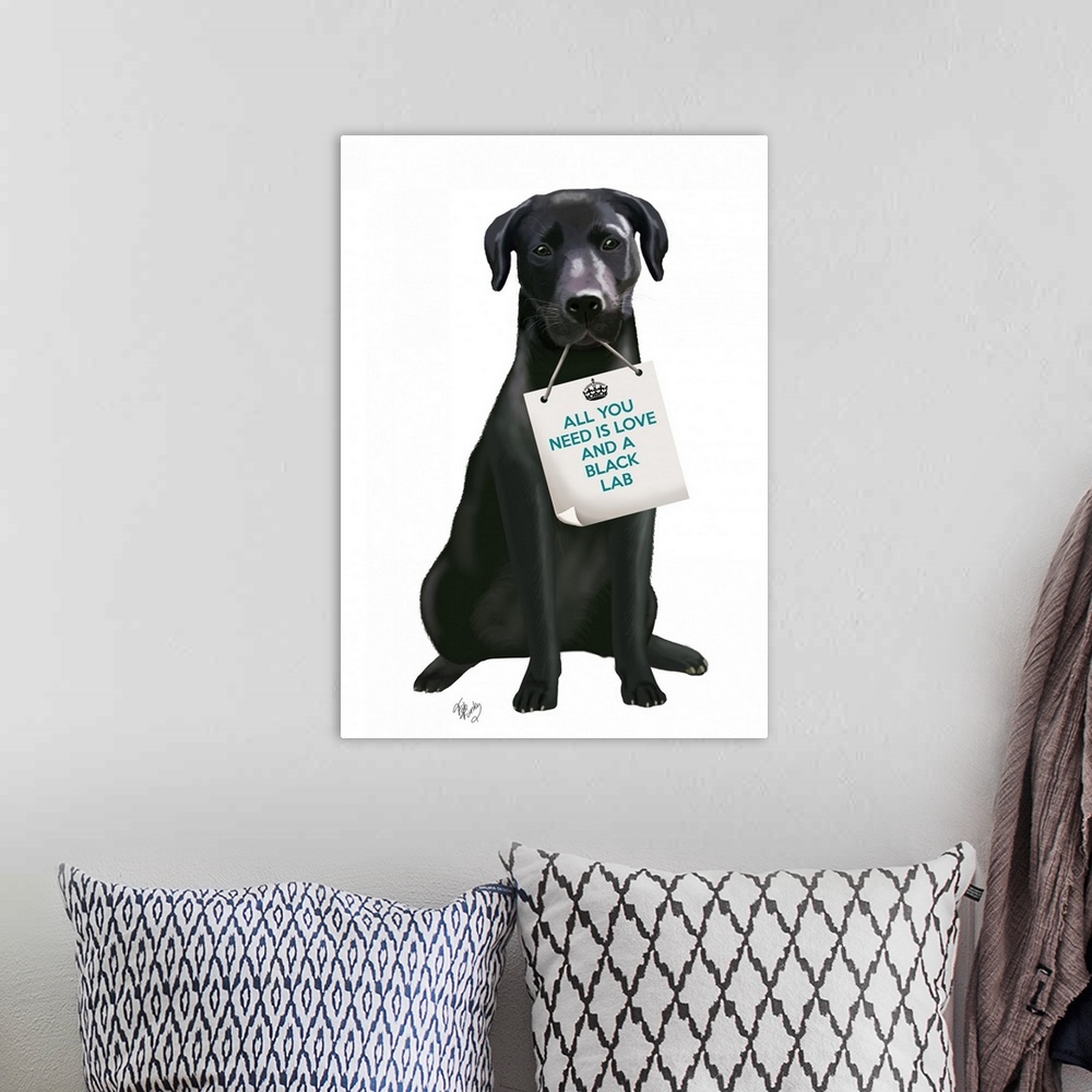 A bohemian room featuring Love and Black Labrador