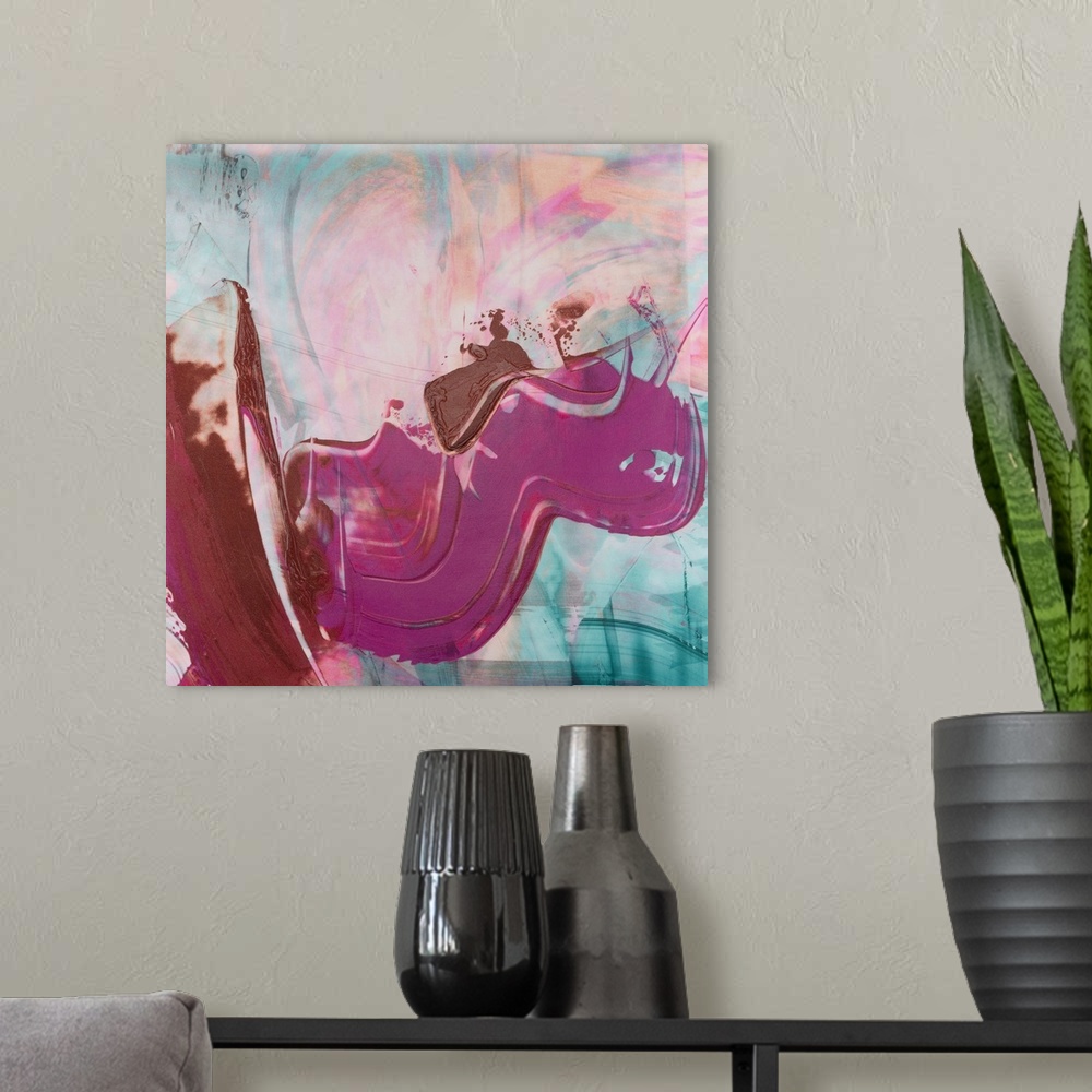 A modern room featuring Magenta & Patina IV