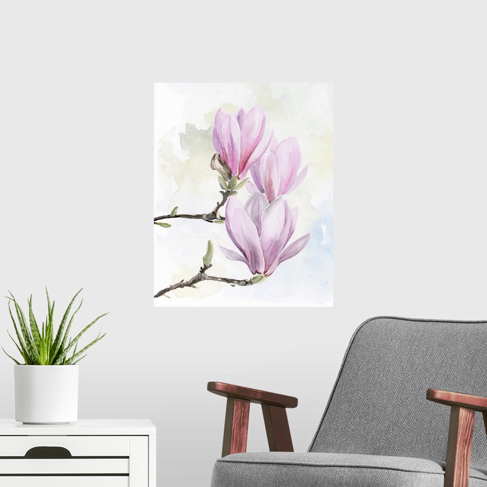 A modern room featuring Magnolia Blooms I