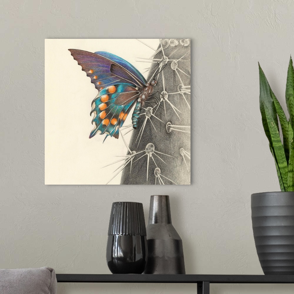 A modern room featuring Majestic Butterfly I