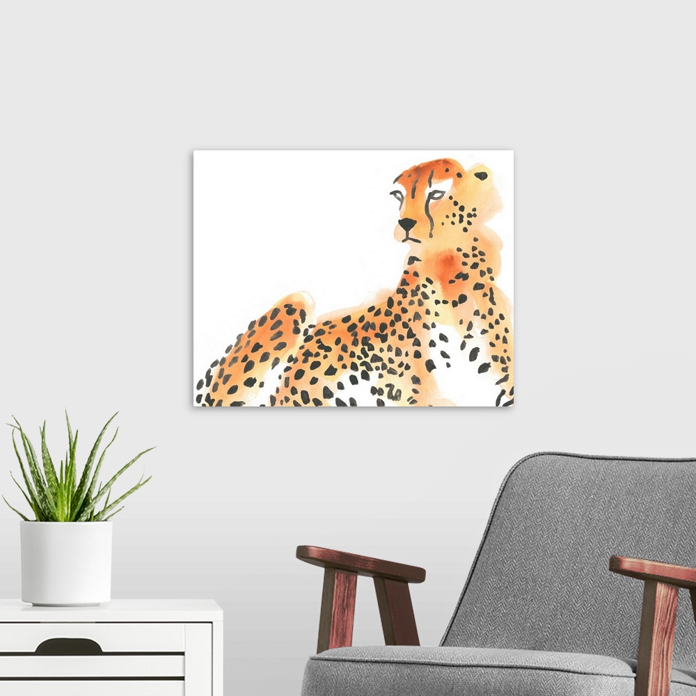 A modern room featuring Majestic Cheetah I