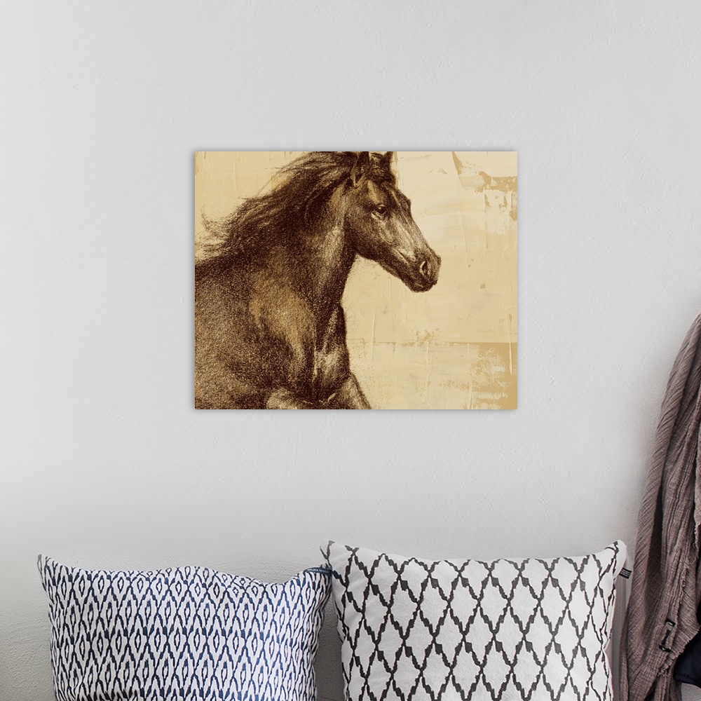 A bohemian room featuring Majestic Horse I
