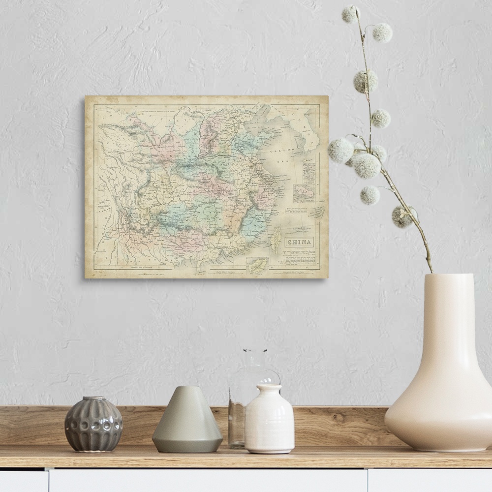 A farmhouse room featuring Map of China