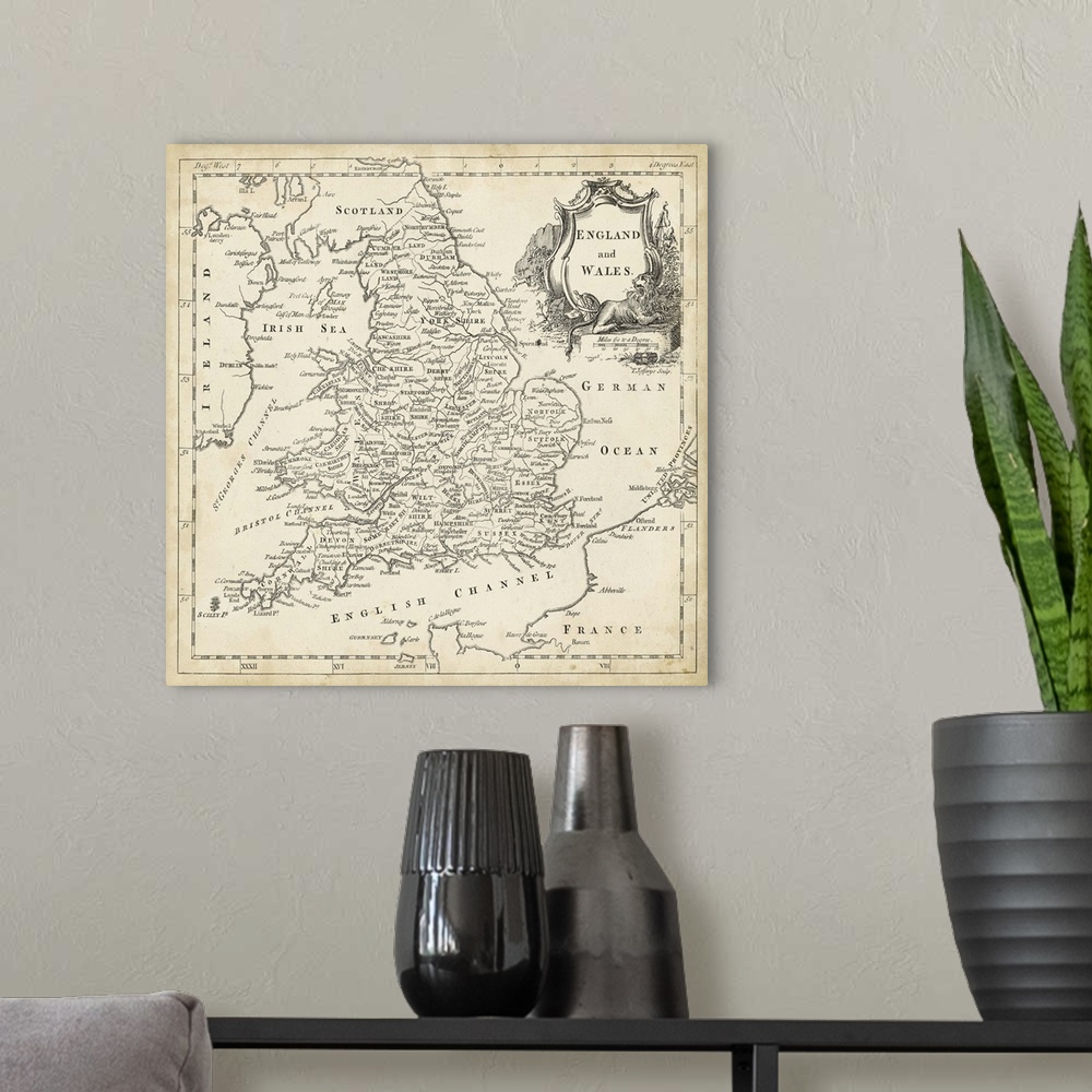A modern room featuring Map of England and Wales