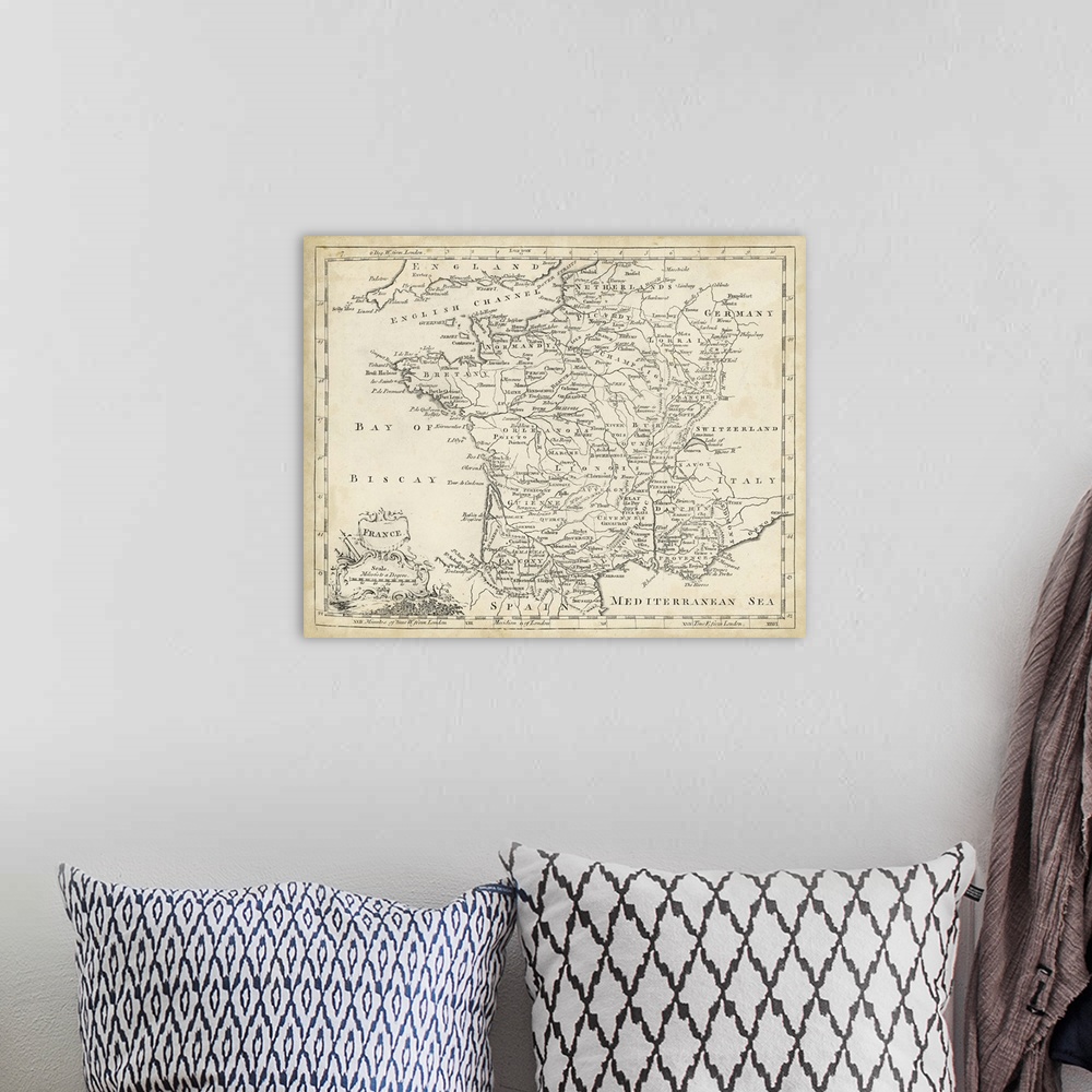 A bohemian room featuring Map of France