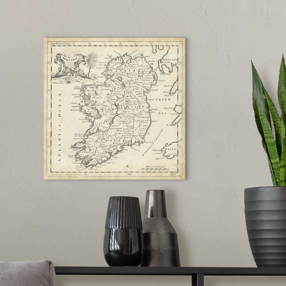 A modern room featuring Map of Ireland