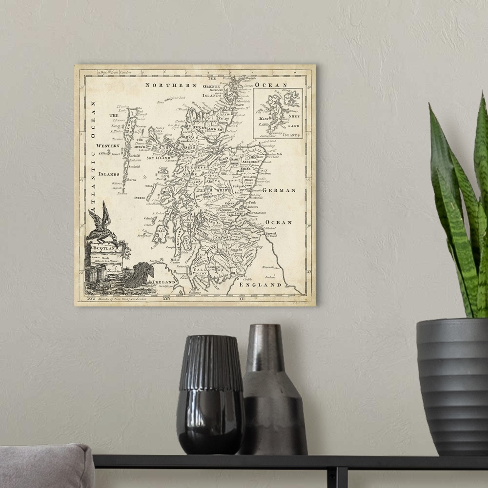A modern room featuring Map of Scotland