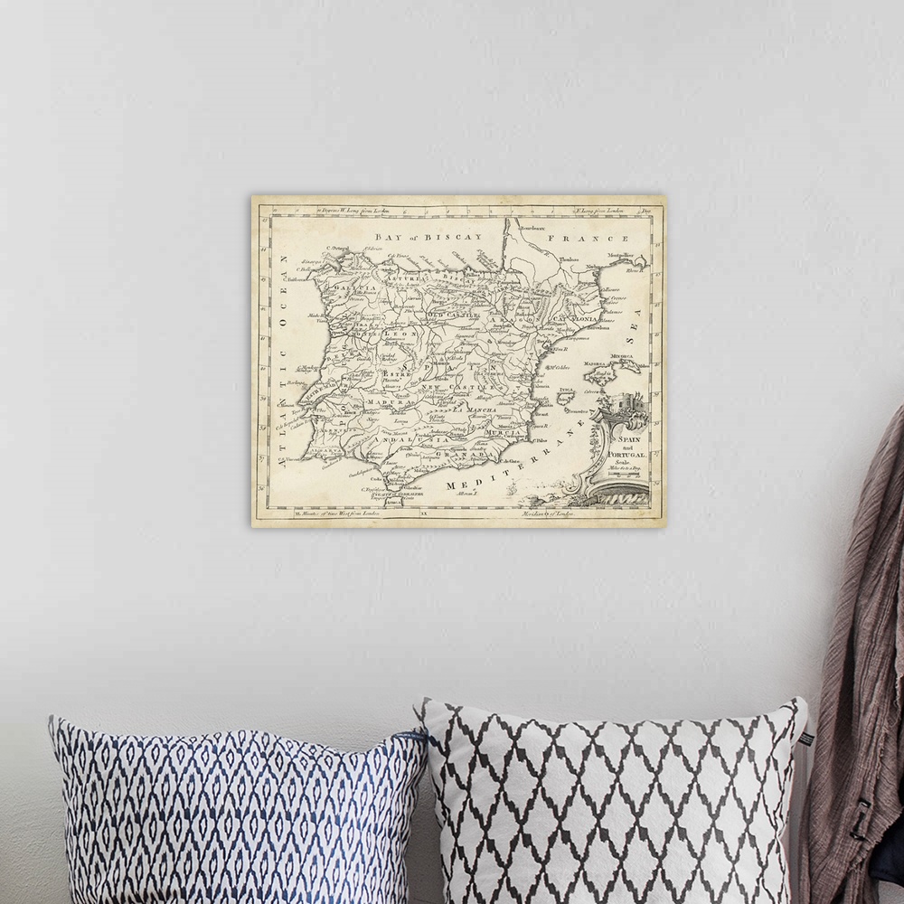 A bohemian room featuring Map of Spain