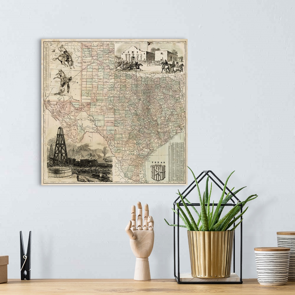A bohemian room featuring Map of Texas