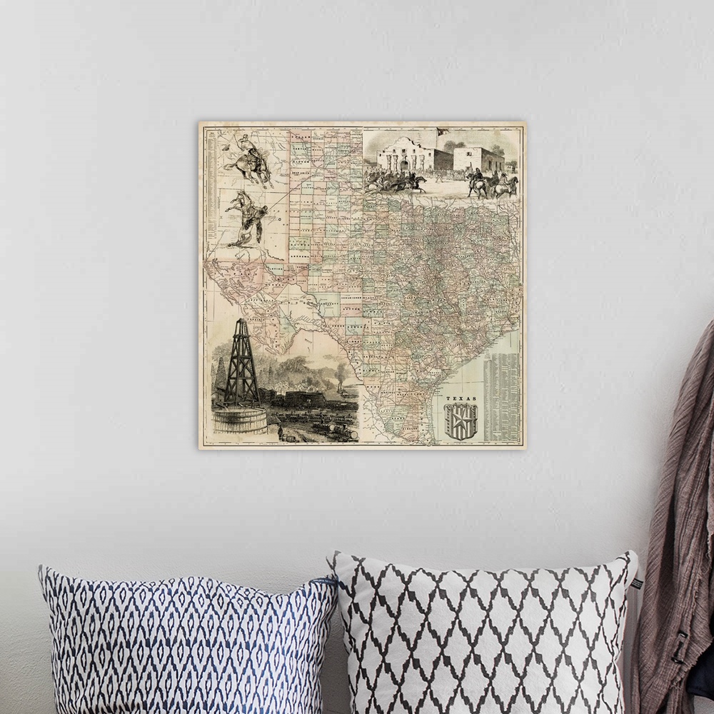 A bohemian room featuring Map of Texas