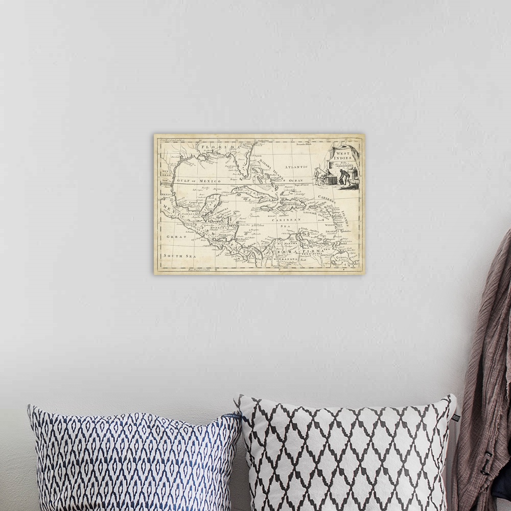 A bohemian room featuring Map of West Indies