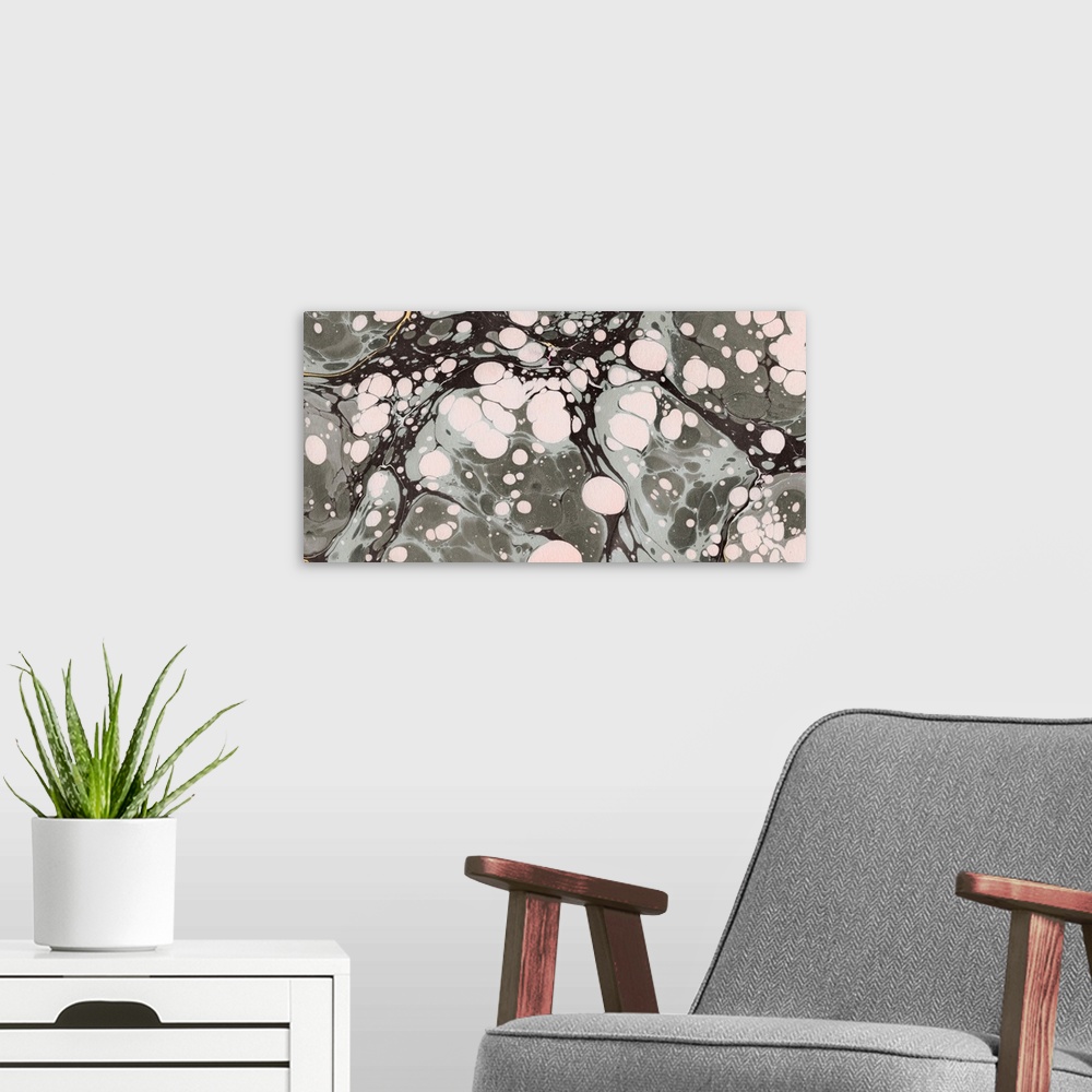 A modern room featuring Marbled Abstract I