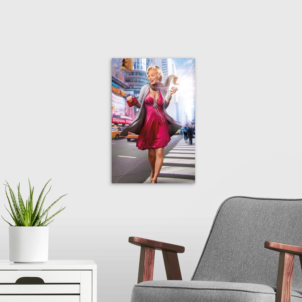 A modern room featuring Marilyn in the City