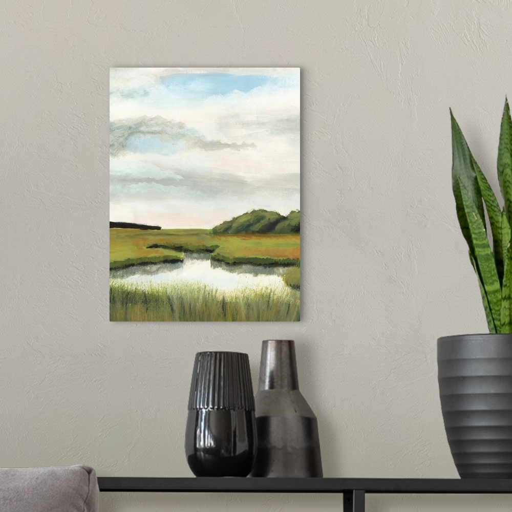 A modern room featuring Marsh Landscapes II
