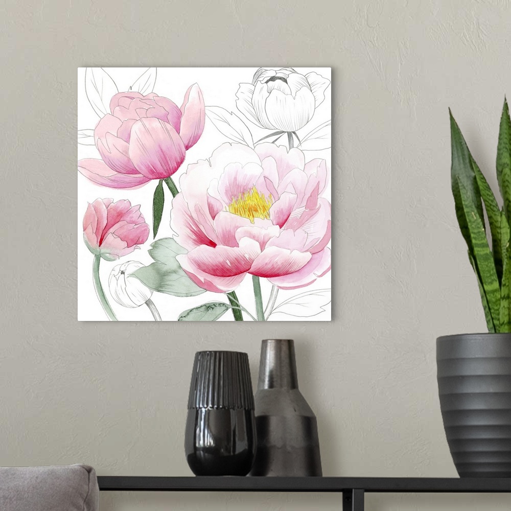 A modern room featuring May Peonies I