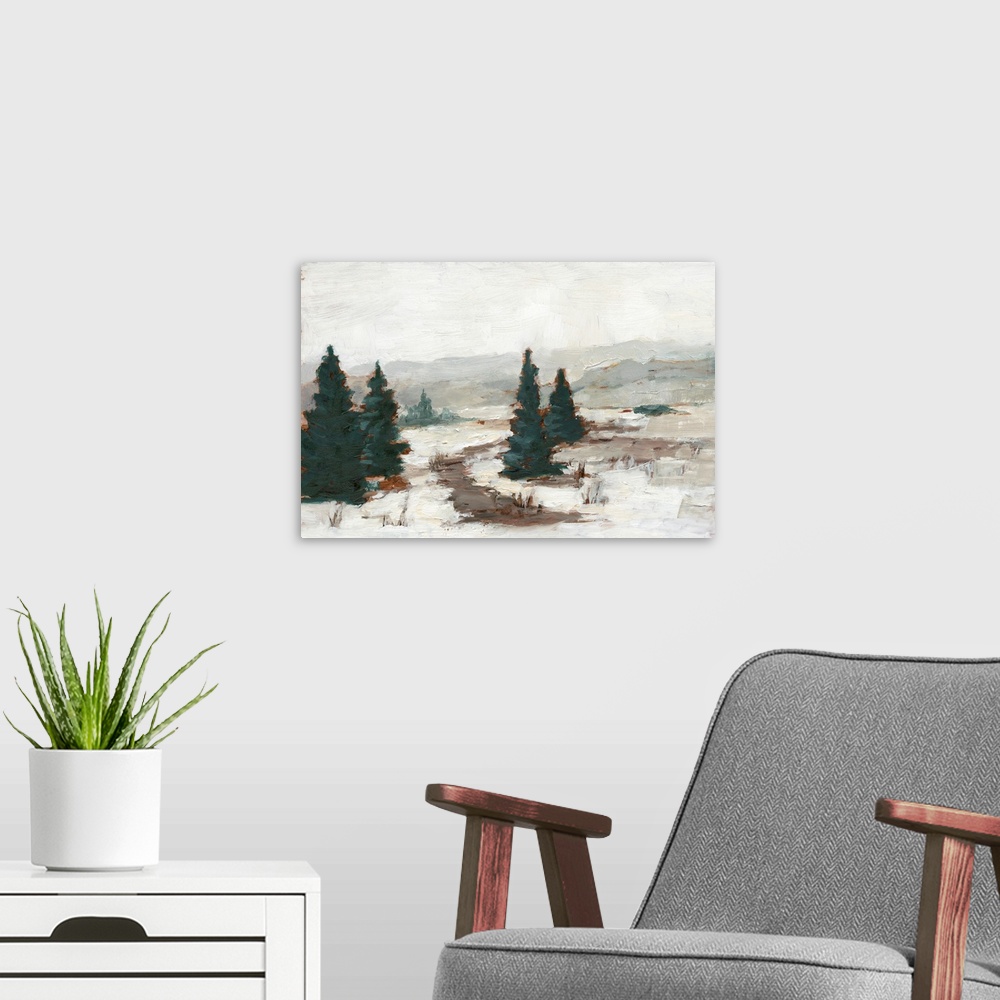 A modern room featuring Melting Snow I