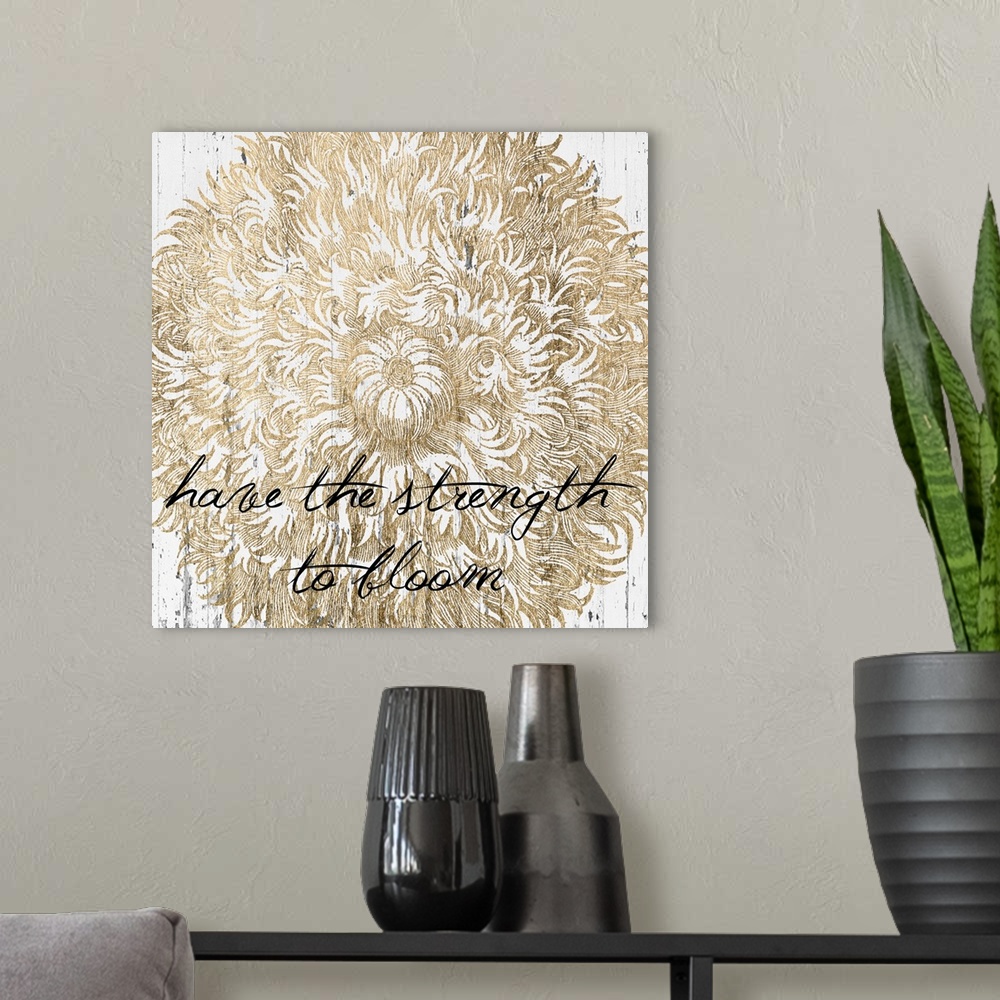 A modern room featuring Metallic Floral Quote II
