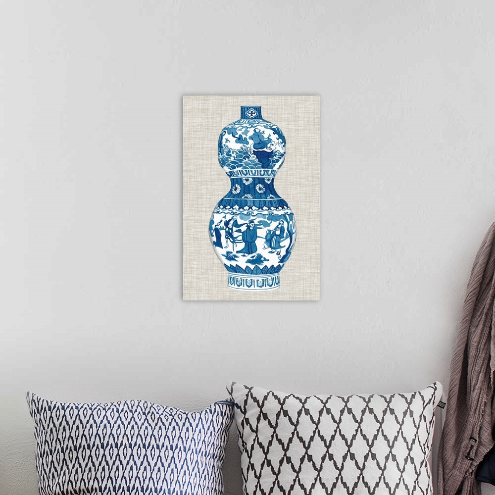 A bohemian room featuring Ming Vase On Linen IV