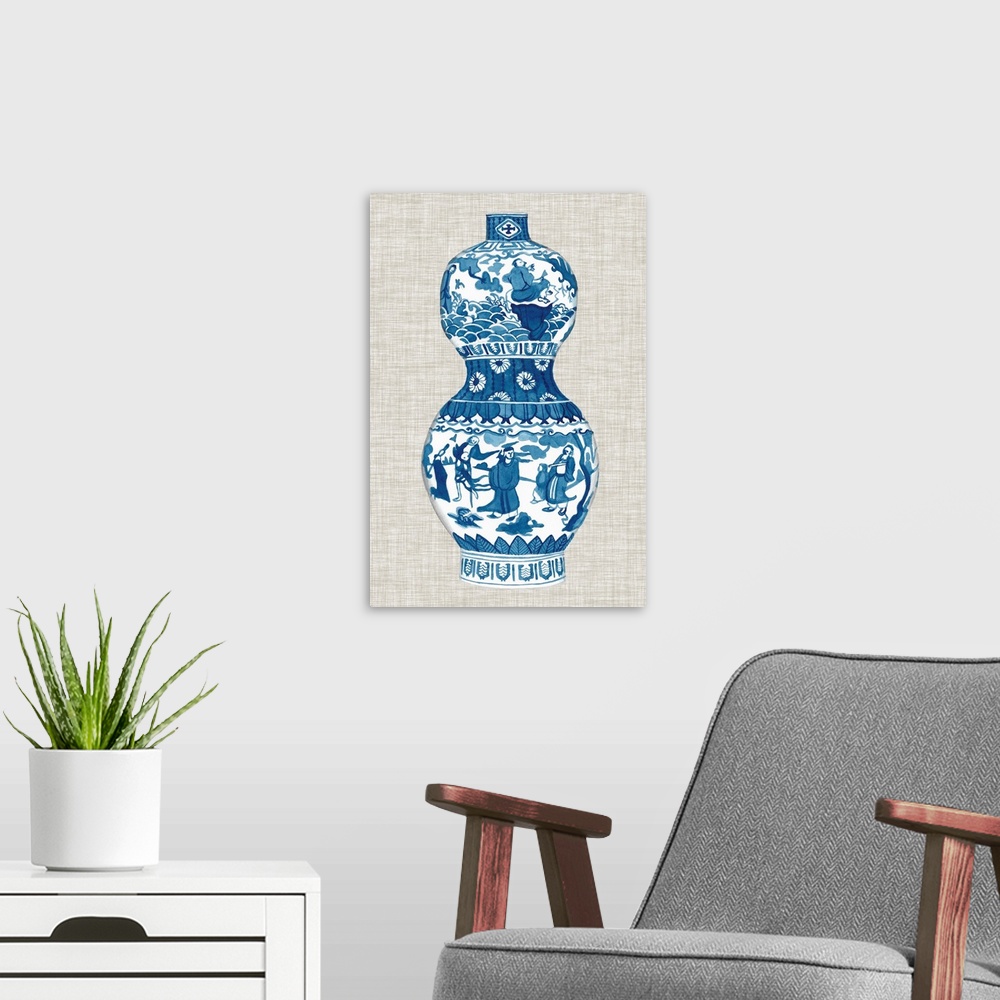 A modern room featuring Ming Vase On Linen IV