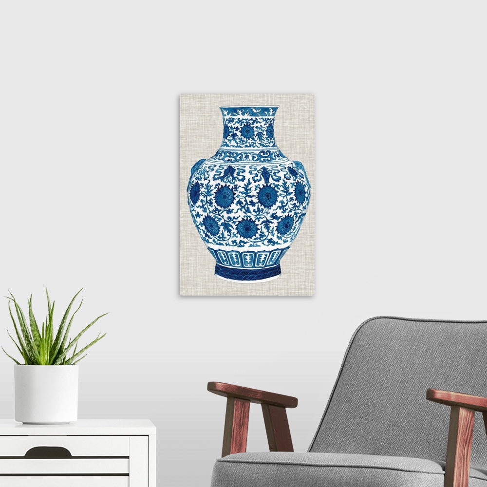 A modern room featuring Ming Vase On Linen V