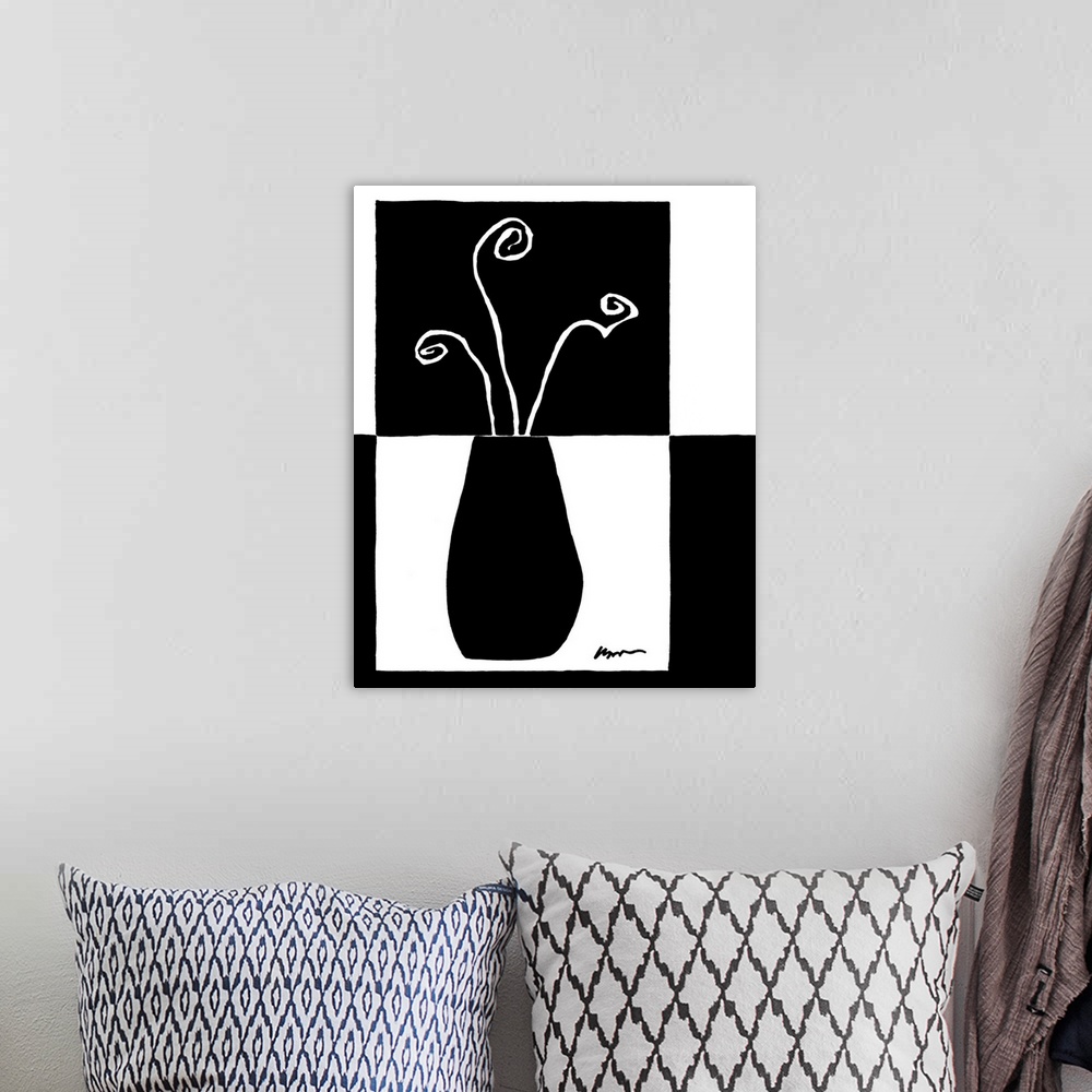 A bohemian room featuring Minimalist Flower in Vase I