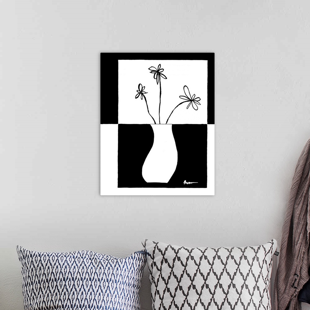 A bohemian room featuring Minimalist Flower in Vase IV