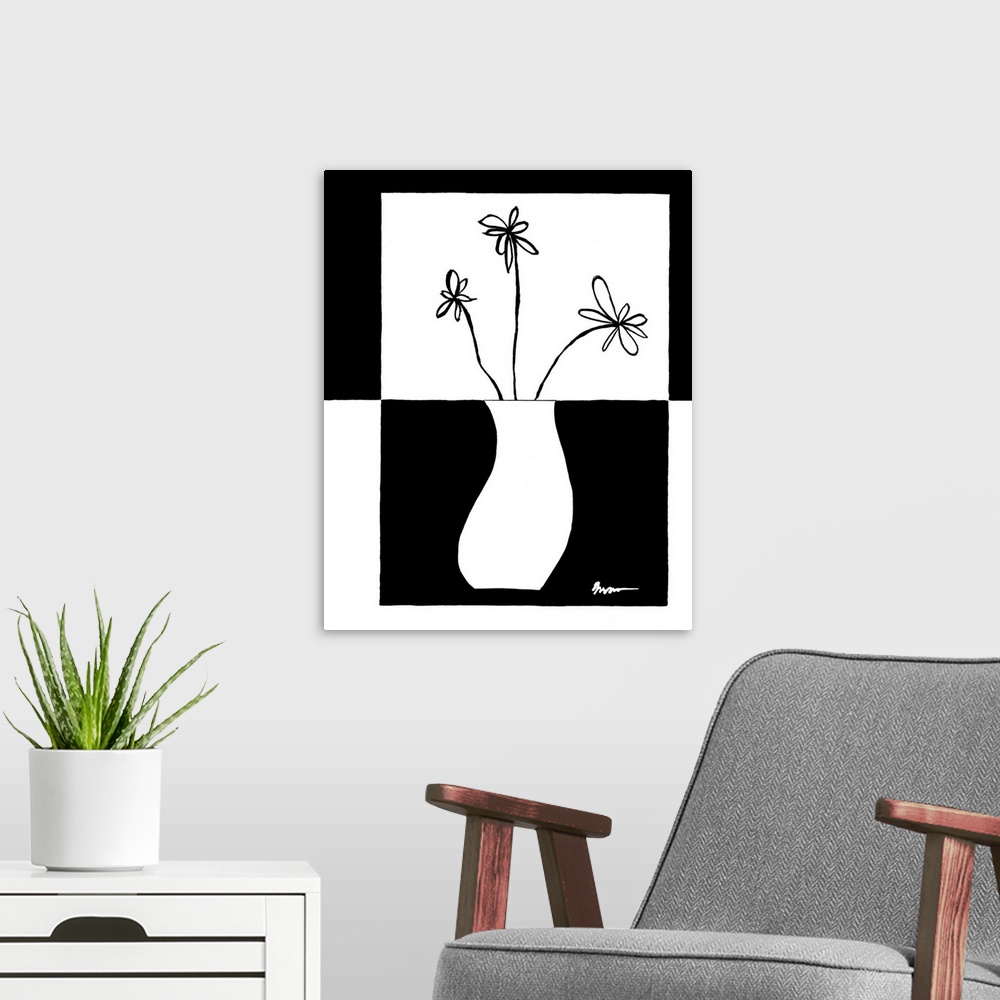 A modern room featuring Minimalist Flower in Vase IV