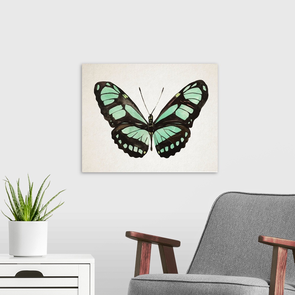 A modern room featuring Mint Butterfly II