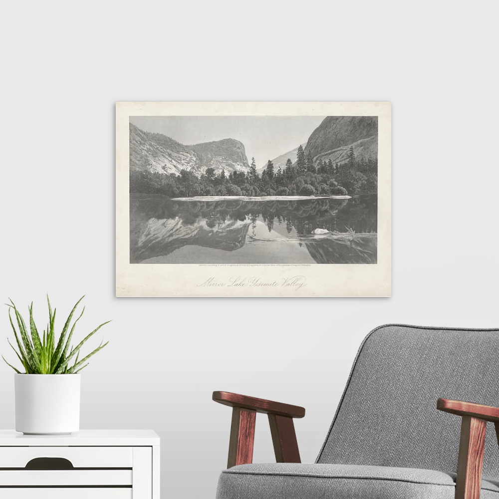 A modern room featuring Mirror Lake, Yosemite Valley