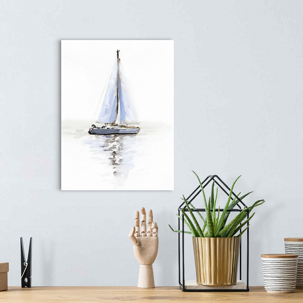 A bohemian room featuring Mirrored Sailboat I