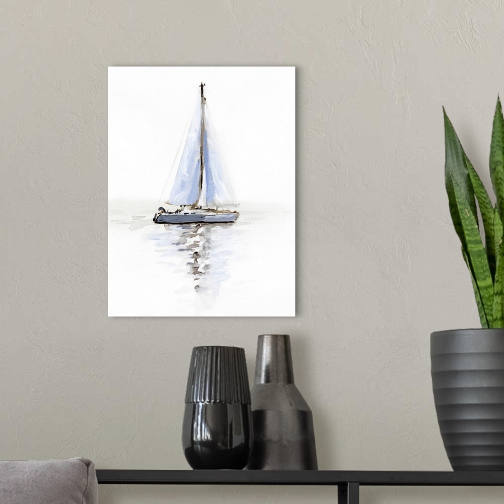 A modern room featuring Mirrored Sailboat I