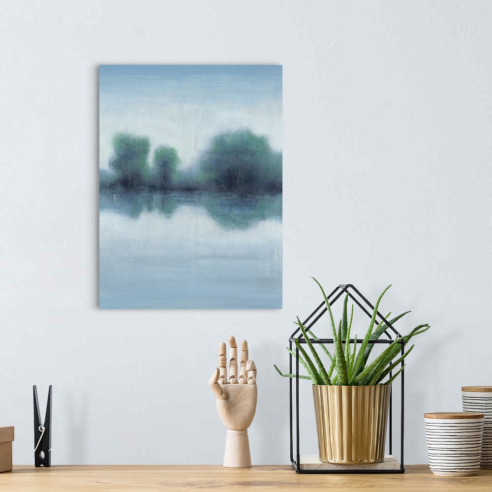 A bohemian room featuring Misty Blue Morning I