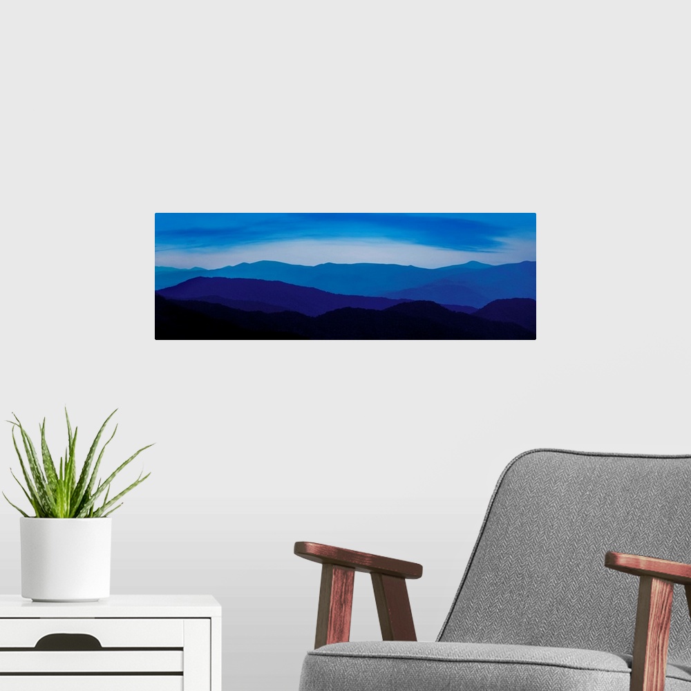 A modern room featuring Misty Mountains IV