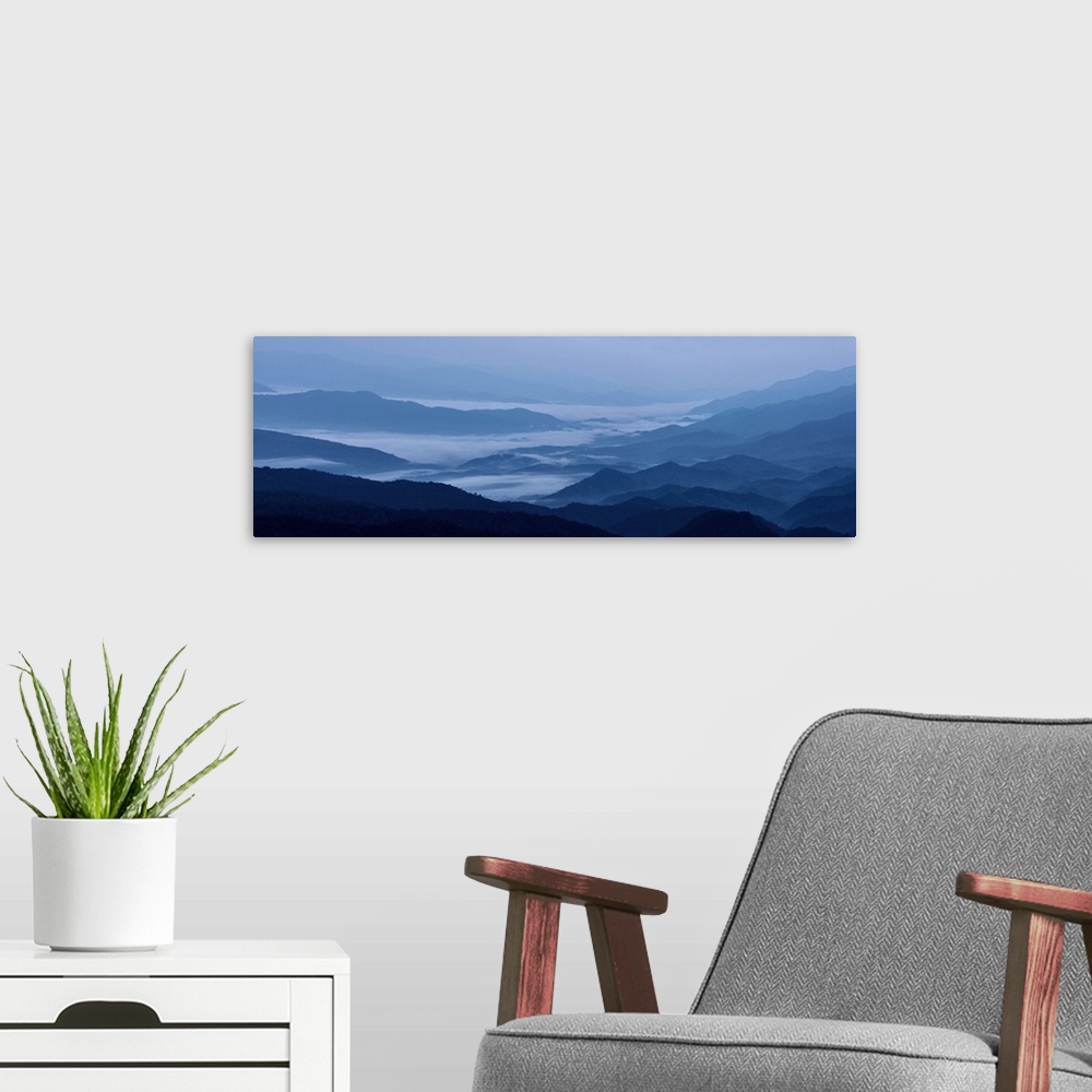 A modern room featuring Misty Mountains VIII