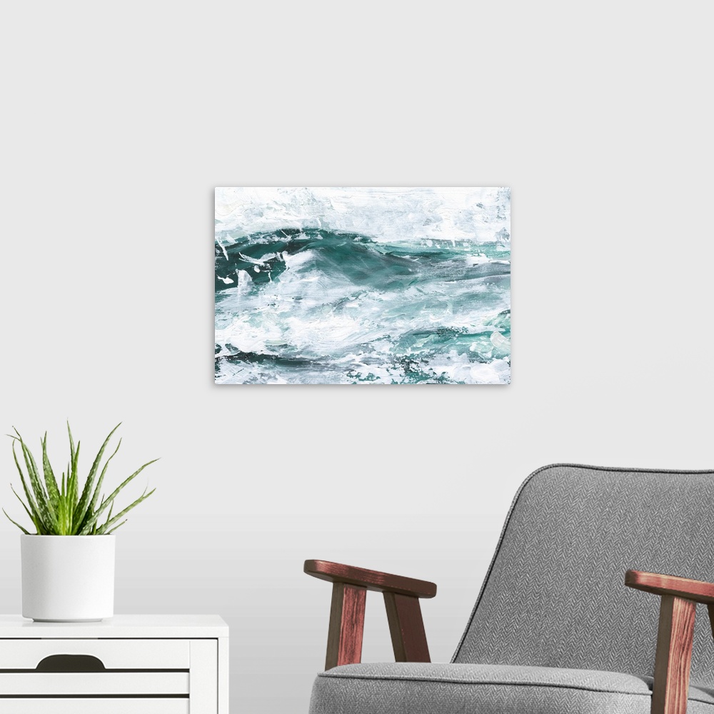 A modern room featuring Misty Waves I